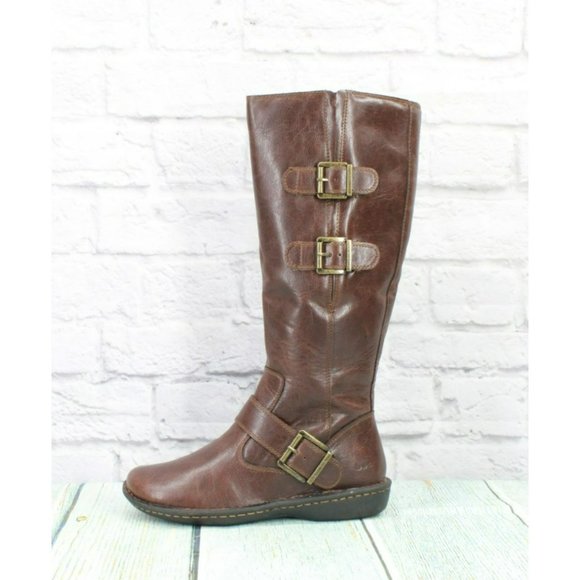 b.o.c. Shoes - BOC Virginia Brown Leather Pull On Side Zipper Tall Riding Boots Size 7.5 M